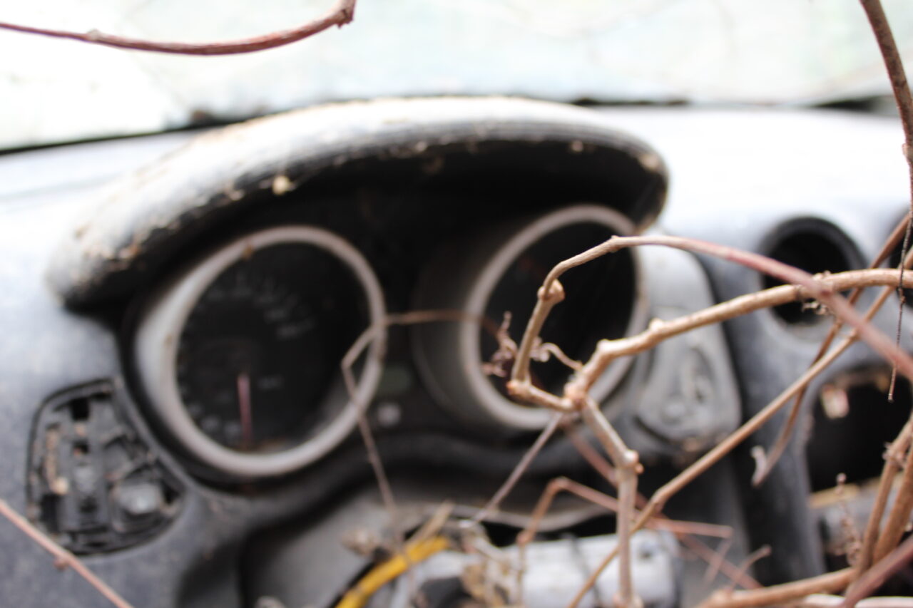 Opuszczone budynki we Włoszech Calvallino z samochodem