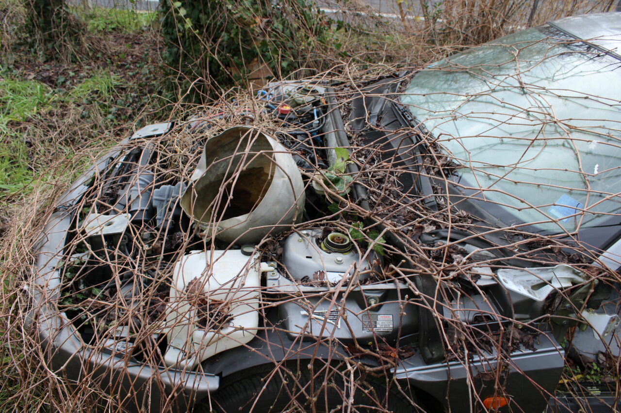 Opuszczone budynki we Włoszech Calvallino z samochodem